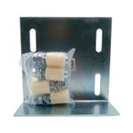 Placa metálica para 4 rodillos guía 30 x 40 mm Sinsa, soporte en L con cuatro rodillos blancos en bolsa plástica