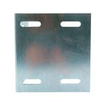 Placa metálica para 4 rodillos guía 30 x 40 mm Tente Sinsa, vista frontal de la superficie plana con cuatro ranuras ovaladas