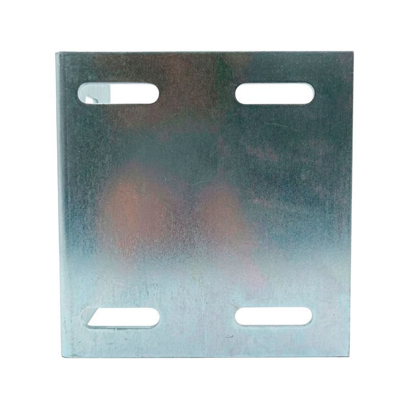 Placa metálica para 4 rodillos guía 30 x 40 mm Tente Sinsa, vista frontal de la superficie plana con cuatro ranuras ovaladas