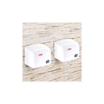 Secador de manos plástico Helvex de 1800 W, 120 V blanco, dos unidades instaladas en pared de piedra clara