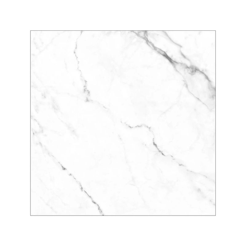 Porcelanato 59.3 x 59.3 Porcelanite, vista frontal de la pieza cuadrada blanca con vetas grises tipo mármol