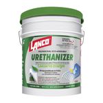 Impermeabilizante para techo Urethanizer blanco mate Lanco en cubeta, vista frontal del envase con tapa verde