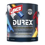 Pintura látex para metal Durex Lanco blanco mate superior, envase metálico de 1 galón con etiqueta informativa