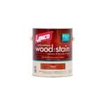 Tinte para madera interior poliuretano nogal Lanco, envase metálico cilíndrico con etiqueta roja y blanca