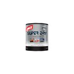 Pintura esmalte Super Dry Lanco negro brillante superior, envase cilíndrico blanco con etiqueta frontal