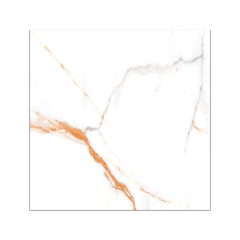 Baldosa 44x44 mármol Voel blanco FD 1A BR Lamosa, primer plano de la superficie con vetas doradas y grises sobre blanco