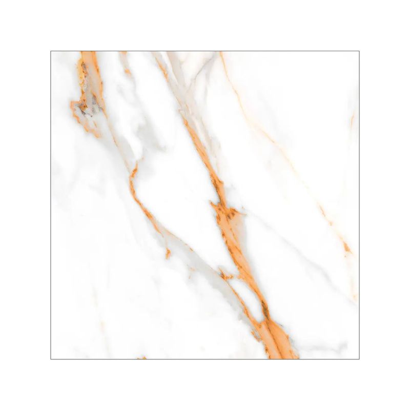 Baldosa 44x44 mármol Voel blanco Lamosa, vista frontal de la pieza con vetas color ocre y fondo blanco