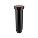 Aspersor para jardín de 4 pulgadas, 15 pies y 360 grados ajustable Rain Bird, cuerpo cilíndrico negro con tapa naranja