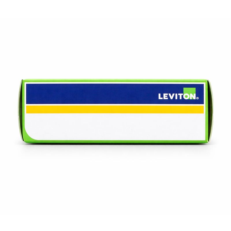 Toma hembra NEMA L5-15P 15 A/125 V media vuelta grado industrial Leviton, empaque rectangular en colores verde, azul y blanco