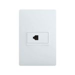 Toma sencillo RJ45 telefónico Cat6 color blanco Luzica Bticino, vista frontal de la placa con el conector central