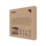 Panel solar portable p/Titan 200 W Forza, empaque de cartón marrón con especificaciones técnicas e ilustración