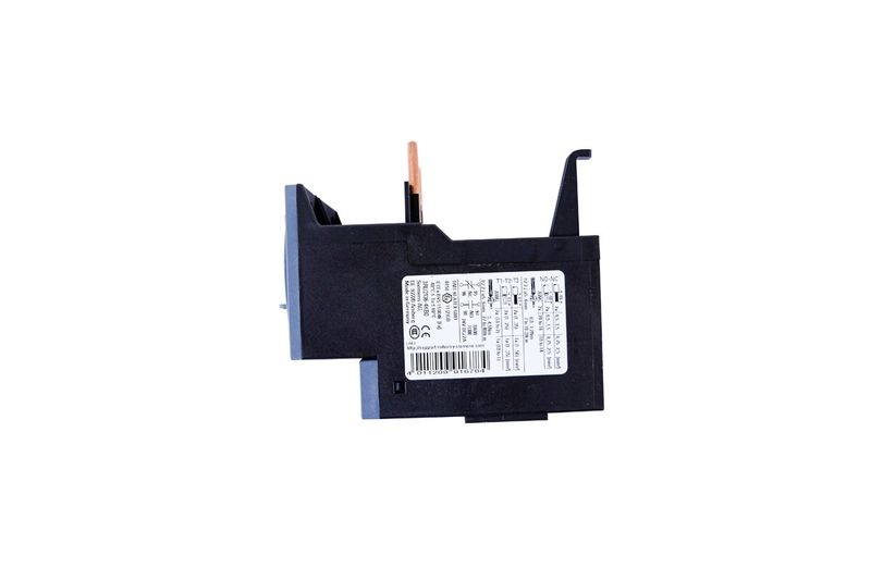 Relé sobrecarga bimetal Sirius Innovation S2 62 - 73A Siemens, vista lateral con etiqueta de especificaciones técnicas