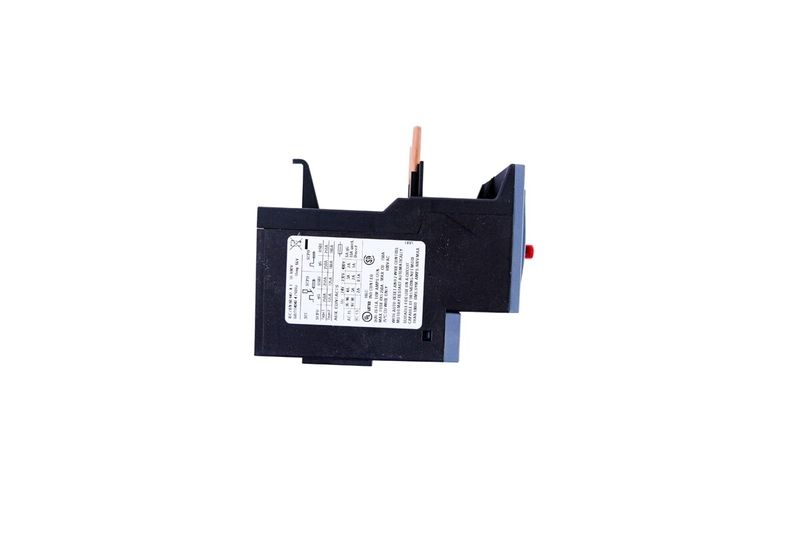Relé sobrecarga bimetal Sirius Innovation S2 62 - 73A Siemens, vista lateral con etiqueta técnica y especificaciones