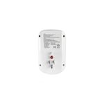 Adaptador smart con supresor 2P-USB 6sal 2.4 AMP 120-240V Westinghouse, vista trasera con pines eléctricos y etiquetas