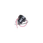 Base para fotocelda con brazo 125/220 V Eagle, detalle del cableado eléctrico rojo y blanco con base negra