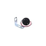 Base para fotocelda con brazo 125/220V Eagle, soporte metálico plateado junto a la base circular negra con cables