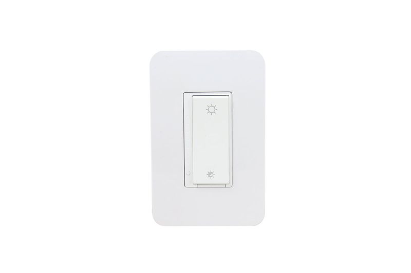 Dimmer remoto smart LED 15 A blanco 120/240 V Nexxt, vista frontal del interruptor con iconos de sol