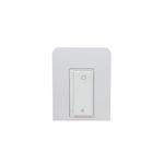 Dimmer remoto smart LED 15 A blanco 120/240 V Nexxt, primer plano frontal del interruptor con íconos de sol