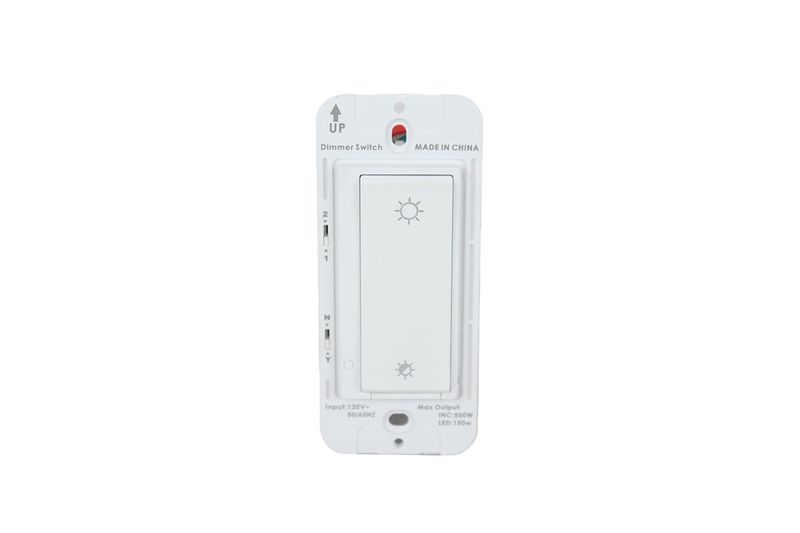 Dimmer remoto smart LED 15 A blanco 120/240 V Nexxt, vista frontal detallando especificaciones técnicas en la base