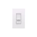 Dímer universal decorator 15 A 120/277 V blanco Eaton, vista frontal del interruptor instalado en su placa blanca
