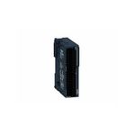 Módulo de ampliación TM3 8 salidas de tipo relé 120V Schneider Electric, vista lateral del dispositivo electrónico azul