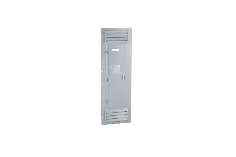 Cubierta para tablero NQ/NF 62 pulgadas superficial Square D, panel metálico gris con rejillas de ventilación arriba y abajo