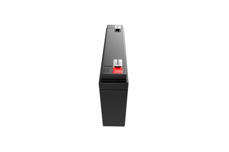 Batería sellada 6 V / 9 Ah Forza, vista lateral del cuerpo negro con terminal rojo