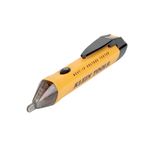 Detector de tensión sin contacto 1000 V tipo lápiz Klein Tools, cuerpo amarillo con clip negro y punta transparente
