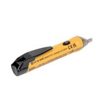 Detector de tensión sin contacto 1000V tipo lápiz Klein Tools, vista lateral del cuerpo amarillo con clip negro