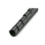 Tubo flexible en espiral negro de 20 m Phoenix Contact, primer plano del extremo del tubo y su estructura anillada