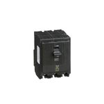 Breaker enchufable 3P 120-240 V Square D de 50 amp Schneider Electric, vista frontal del dispositivo eléctrico negro