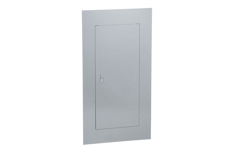 Cubierta para tablero NF/NQ de 38 pulgadas SQD PYE ING Sinsa, vista frontal de la tapa metálica gris con cerradura