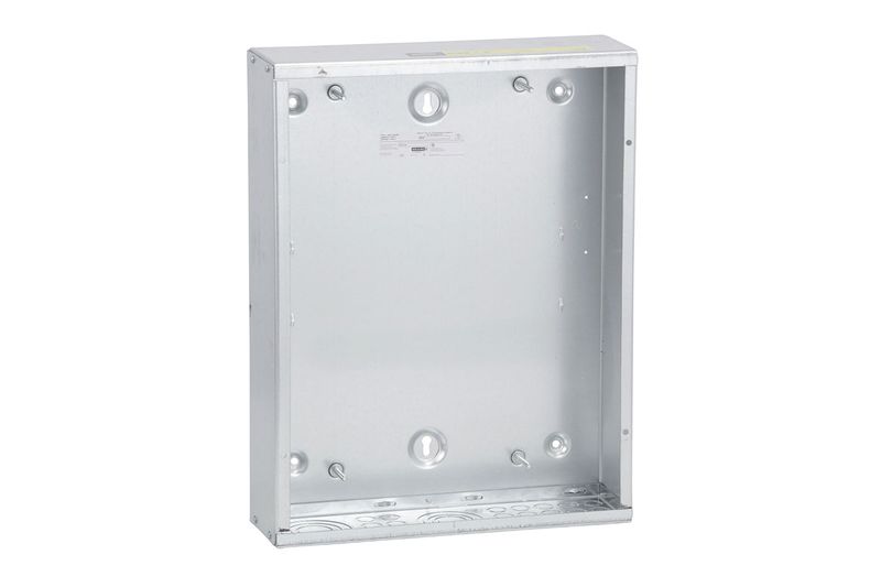 Caja para tablero Square D de 26x20 pulgadas PYE ING Schneider Electric, vista frontal del interior metálico vacío
