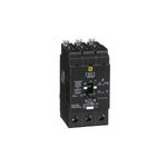 Breaker atornillable 3P 15A 480/277V 18kA SQD PYE ING Schneider Electric, vista frontal del dispositivo negro con palanca