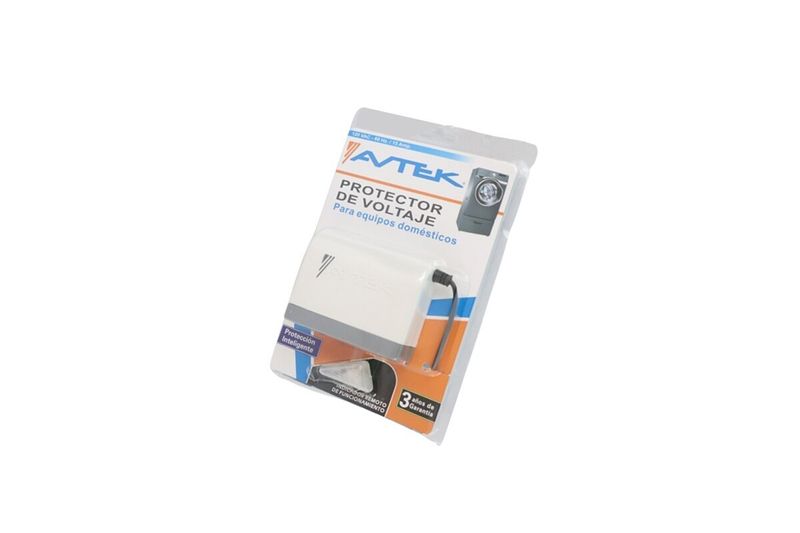 Protector para lava-equipos electrónico 120 VAC 15 Amp Avtek, empacado en blíster transparente con cartón informativo