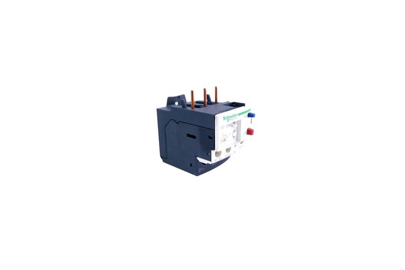Relé de sobrecarga térmico Schneider Electric de 1.6-2.5 amp para contactor D09-D38, vista lateral trasera y conectores