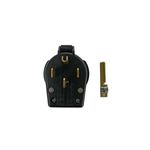 Toma macho Eagle de 50 amp, 125 v y negro, vista posterior del cuerpo y terminal metálica separada