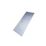 Tapa para centro de carga Square D de 42 espacios superficial, vista diagonal completa del panel metálico gris