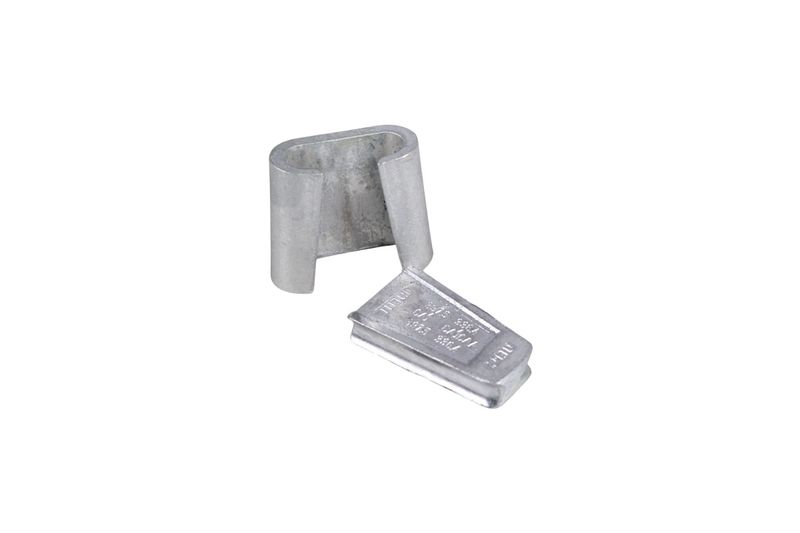Conector tipo cuña 336-336 AWG Intelli Peco, pieza metálica y cuña de ajuste vista desde ángulo superior