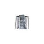 Conector tipo cuña 336-336 AWG Peco, pieza metálica plateada vista de frente con grabados técnicos