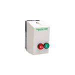 Arrancador en caja sin relé 220 V 25 Amp Schneider Electric, caja blanca con botones de encendido verde y apagado rojo