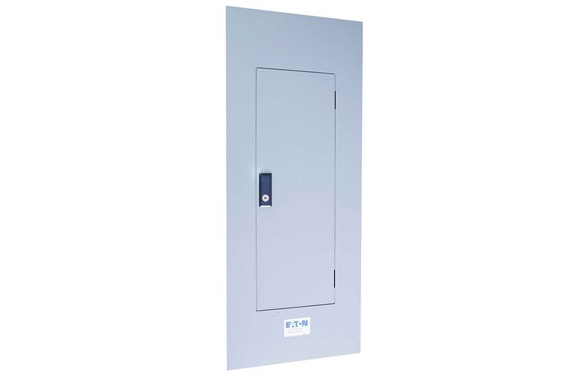 Tablero CHP 1F con prevista para main CH 120-240V, 30 espacios, empotrar, 225 amp Eaton, vista frontal cerrada en color gris