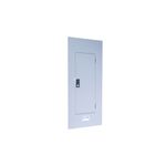 Tablero CHP 1F 120-240V 30 espacios empotrar 225 amp Eaton, vista frontal del gabinete gris cerrado con logo de la marca