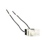 Módulo de dimmer línea cien Leviton de 150 W blanco 1 módulo, vista lateral con cables eléctricos negros expuestos