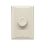 Dimmer plata Eagle de 600 W color marfil, vista frontal del interruptor giratorio y su placa