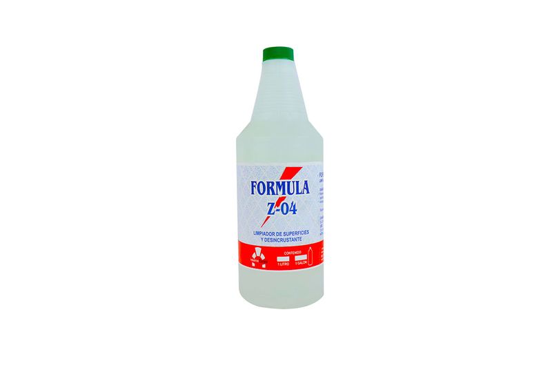Limpiador Z-04 de 1 litro Industrias Zurquí, botella plástica blanca con tapa verde y etiqueta informativa