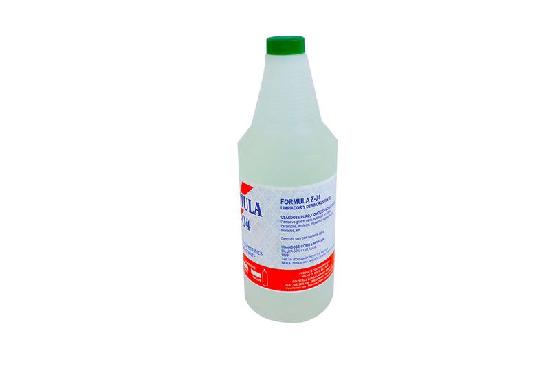 Limpiador Z-04 de 1 litro Industrias Zurquí, botella plástica blanca con tapa verde y etiqueta informativa