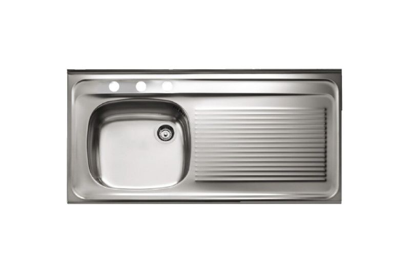 Pantry 1 tina 50 x 100 x 14.4 con escurridor derecho sobreponer Teka, vista cenital del fregadero de acero inoxidable