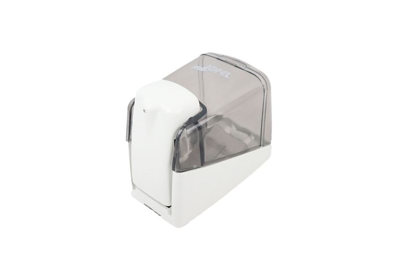 Dispensador de jabón rellenable mini 0.4 L Azur mini Jofel, vista en perspectiva desde arriba resaltando el depósito