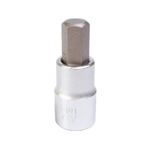 Dado punta hexagonal 1/2 x 12 mm Stanley, vista frontal del dado plateado con la punta hexagonal expuesta